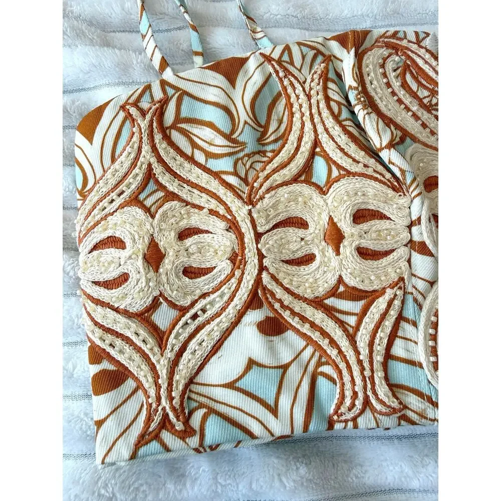 Agua by Agua Bendita NWT Calados Skirt Crop Top Set Large Macadamia Acara - Picture 10 of 16